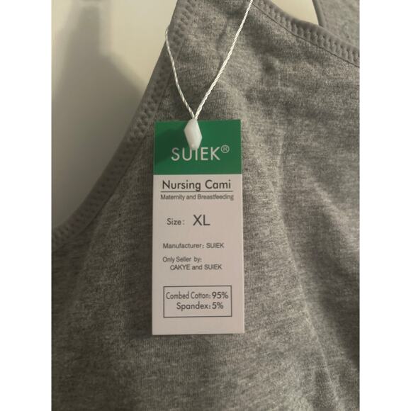 NWT Suiek Gray Nursing Cami Adjustable Straps Cotton/Spandex Size XL - Picture 2 of 6